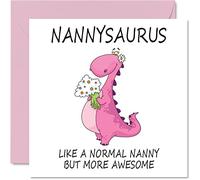 Mothers Day Cards for Nanny - Nannysaurus - Nanny Mothers Day Card from Granddaughter Grandson, Happy Birthday Nanny, Nan Dinosaur Card, 145mm Seasonal Nannie Nanna Funny Greeting Cards