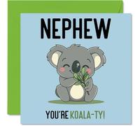 Birthday Cards for Nephew - Koala-Ty - Funny Happy Birthday Card for Nephew from Uncle Auntie Aunt, 145mm Joke Greeting Cards Men Him