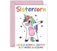 Birthday Cards for Sister - Sistercorn - Birthday Card from Brother or Step Sister, Happy Sister, Unicorn Card Gift, A5 Seasonal Sibling Funny Greeting Cards Gifts