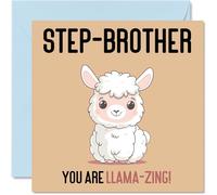 Birthday Cards for Step Brother - Llama-Zing - Funny Happy Birthday Card for Step-Brother from Step Sister, Sibling Gifts, 145mm Joke Greeting Cards Men Him