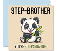 Birthday Cards for Step Brother - Stu-Panda-ous - Funny Happy Birthday Card for Step-Brother from Step Sister, Sibling Gifts, 145mm Joke Greeting Cards Men Him