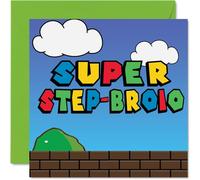 Birthday Cards for Step Brother - Super Step Broio - Funny Happy Birthday Card for Step-Brother from Step Sister, Sibling Birthday Gifts, 145mm x 145mm Joke Greeting Cards for Men Him