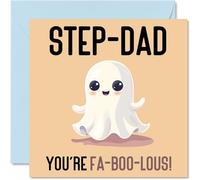 Birthday Cards for Step Dad - Fa-Boo-Lous - Funny Happy Birthday Card for Step-Dad from Step Son Daughter, Father's Day Card Father, 145mm Joke Greeting Cards Men Him