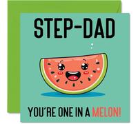 Birthday Cards for Step Dad In A Melon - Funny Happy Birthday Card for Step-Dad from Step Son Daughter, Father's Day Card Father, 145mm Joke Greeting Cards Men Him