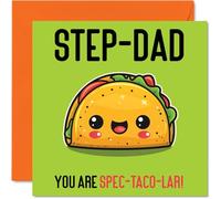 Birthday Cards for Step Dad - Spec-Taco-lar - Funny Happy Birthday Card for Step-Dad from Step Son Daughter, Father's Day Card Father, 145mm Joke Greeting Cards Men Him