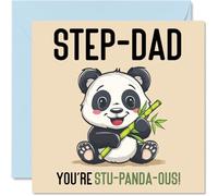 Birthday Cards for Step Dad - Stu-Panda-ous - Funny Happy Birthday Card for Step-Dad from Step Son Daughter, Father's Day Card Father, 145mm Joke Greeting Cards Men Him