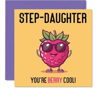 Birthday Cards for Step Daughter - Berry Cool - Funny Happy Birthday Card for Step-Daughter from Step Mum Dad, Daughter Gifts, 145mm Joke Greeting Cards Women Her