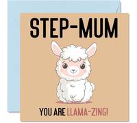 Birthday Cards for Step Mum - Llama-Zing - Funny Happy Birthday Card for Step-Mum from Step Son Daughter, Mothers Day Card Mother, 145mm Joke Greeting Cards Women Her