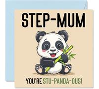 Birthday Cards for Step Mum - Stu-Panda-ous - Funny Happy Birthday Card for Step-Mum from Step Son Daughter, Mothers Day Card Mother, 145mm Joke Greeting Cards Women Her