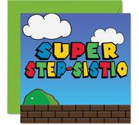 Birthday Cards for Step Sister - Super Step Sistio - Funny Happy Birthday Card for Step-Sister from Step Brother, Sibling Birthday Gifts, 145mm x 145mm Joke Greeting Cards for Women Her
