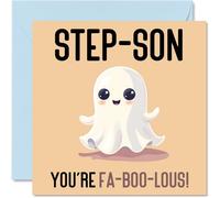 Birthday Cards for Step Son - Fa-Boo-Lous - Funny Happy Birthday Card for Step-Son from Step Mum Dad, Son Gifts, 145mm Joke Greeting Cards Men Him