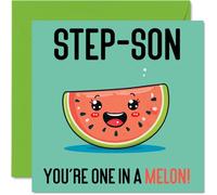 Birthday Cards for Step Son In A Melon - Funny Happy Birthday Card for Step-Son from Step Mum Dad, Son Gifts, 145mm Joke Greeting Cards Men Him