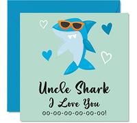 Birthday Cards for Uncle - Uncle Shark - Birthday Card from Niece or Nephew, Happy Uncle, Happy from Toddler Baby, 145mm Seasonal Funny Greeting Cards Gifts