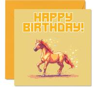 Birthday Cards for Women and Men, Pixel Art Horse