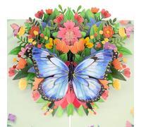 Birthday Cards for Women, Butterflies and Flowers Pop Up Card for Mum Daughter Sister Friend with Blank Card & Envelope (Green)