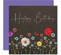 Birthday Cards for Women Her - Floral Blooming Flowers - Happy Birthday for Mum Sister Daughter Auntie Nan Grandma Granny Best Friend, 145mm Beautiful Flower Bday Greeting Cards