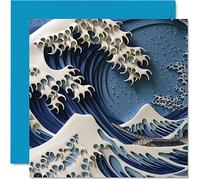 Birthday Cards for Women Men - The Great Wave off Kanagawa by Katsushika Hokusai - Classic Artwork Card for Mum Dad Brother Sister Son Daughter Nan Grandad, 145mm Greeting Cards
