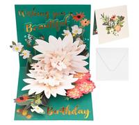 Birthday Cards for Women Pop up Happy Birthday Card Lotus Flower Forever Paper Pop Up Greeting Card 3D Pop Up Greeting Cards with Note Card and Envelope Birthday Gifts for Anniversary, Birthday