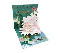 Birthday Cards, Lotus Flower Forever Paper Pop-Up Greeting Card, 3D Popup Birthday Gift Greeting Cards with Envelope for Anniversary, Birthday, Special Celebration, Personalised Card(COLOR:green)