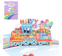 Birthday Cards Pop up Train Birthday Cards, 3D Greeting Card Happy Birthday Pop Up Card with Envelope Colourful Design Gifts for Boys Daughter Son Birthday Graduation Thank You Card