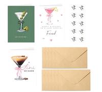 Birthday Cards with Envelopes, Includes Stickers, Greeting Cards with Glasses Motif - for Sister, Marriage, Mother, Daughter, Home, Office, Party, Wedding | for Wife, Sister, Girlfriend, Mum, Daughter