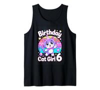 Birthday Cat Girl 6 Kawaii Kitty Rainbow Party Tank Top