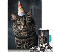 Birthday Cat Jigsaw Puzzles for Teenagers 1000 Jigsaws,Learning Educational Toys Family Games with Matching Poster And Trivia Sheet (38x26cm)