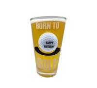 Birthday Celebration Happy Birthday, 40TH, 50TH, 60TH Pint Glass Unique Novelty Design Real Golf Ball Embedded Gift Dad Him Her (HAPPY BIRTHDAY)