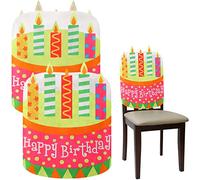 Birthday Chair Cover 2 Pieces Birthday Seat Cover for Classroom Chair Birthday Chair Cover for Classroom Cupcake Chair Cover for Kids Happy Birthday Chair Cover for Home School Office (Lovely Style)