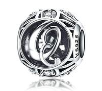 Birthday Charms Genuine 925 Sterling Silver DIY Initial A-Z Charm Alphabet Charms Letter Beads for Pandora Charms Bracelets (Letter Q)
