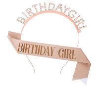 Birthday Crown, Birthday Girl Sash & Tiara Set, Princess Rhinestone Girl Headband, Happy Birthdays Accessories for Women and Girls (Rose Gold)
