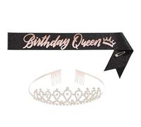 Birthday Crowns And Sash Set Elegant Party Accessories Comfortable Costume Headband Suitable For Various Occasion Comfortable Headwear