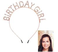 Birthday Crowns Girl Headband, Birthday Girl Headband Rhinestone Hair Band Princess Queen Sweet Tiara Happy Birthday Headband for Women Girls Birthday Party Decorations(Gold)