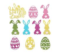 Birthday Cupcake Topper - Easter Sign with Rabbit and Eggs for Desserts and Parties - Cupcake Decorations for Parties | Family Gatherings, Celebrations, Wedding Showers, Dessert Tables