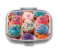 Birthday Cupcakes Travel Pill Organizer A Daily Pill Box for Supplements 2 Compartment Pill Case Convenient for Carrying and Storing Medicines Box