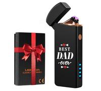 Birthday Dad Gifts from Daughter Son, Electric Lighter USB Rechargeable | Lightweight, Windproof, Flameless, Double Arc, Plasma Lighters, Christmas Stocking Fillers for Men Dad Adults (Dad)