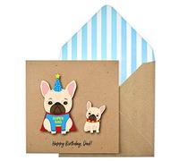 Birthday Dad Handmade Greeting Card with Blue Stripes Envelope
