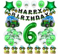 Birthday Decoration 6 Years Boy Tractor Birthday Decoration Balloon Tractor Decoration Children's Birthday Green Foil Balloon Tractor Confetti Balloons Decoration for Baby Shower Boys Party Decoration