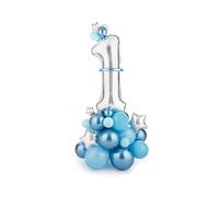 Birthday Decoration Boys Blue Number 1st Birthday Happy Birthday Decoration Foil Balloon 1 Balloon 1st Birthday Children's Birthday Decoration XXL Reusable