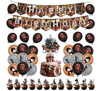Birthday Decorations Attack On Titan Balloons Happy Birthday Banner Anime Cake Topper For Children Attack On Titan Party Supplies