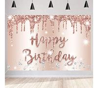 Birthday Decorations for Girls/Women, Rosegold Fabric Sign Poster Backdrop Banner, 13th 16th 18th 21st 30th 40th 50th 60th Birthday Background Party Supplies, 150x90cm