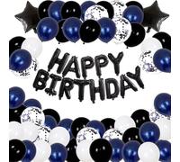 Birthday Decorations for Men Black White Party Bash Decor Happy Birthday Decorations with Banner for Boys Men Birthdays Party Black Happy Birthday Balloons Girls Boys Birthdays Balloons Set Supplies