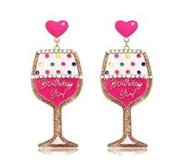 Birthday Earrings for Women Happy Birthdays Earrings Statement Cake Champagne Bottle Earring Happy Birthdays Dangle Earring Birthday Gifts Party Favors, L, Zinc, No Gemstone