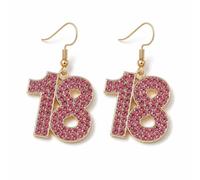 Birthday Earrings for Women Lightweight 18th 21th 30th Birthday Earrings Colorful Crystal Dangle Earring Birthday Party Souvenir Jewelry Gift, M, Metal, No Gemstone