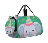 Birthday Elephant Cartoon Colorful Duffel Gym Bags with Shoes Compartment Large Capacity Carry On Overnight Bag for Travel, Swimming, Dance, Ballet