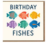 Birthday Fishes Pun Birthday Card - Colourful Fish Illustration - Funny Ocean-Themed Card - Blank Inside - For Kids or Adults