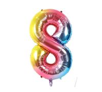 Birthday Foil Balloon Number 8 with Unicorn, 101 cm Rainbow Balloons Number 8, Helium Balloon Number 8, Girls Birthday Balloon Decoration Wedding Anniversary Party Decoration - Flies with Helium