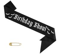 Birthday Ghoul with Bats Sash, Gothic Birthday Sash, Halloween HBD Girl Accessories, Goth, Spooky, Emo Bday Party Decoration Supplies