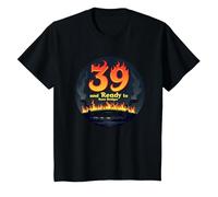 Birthday Gift: 39 and Ready to Burn Bridges Funny Quote T-Shirt, Kids, Black, 8 Years