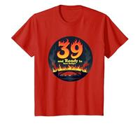 Birthday Gift: 39 and Ready to Burn Bridges Funny Quote T-Shirt, Kids, Red, 6 Years